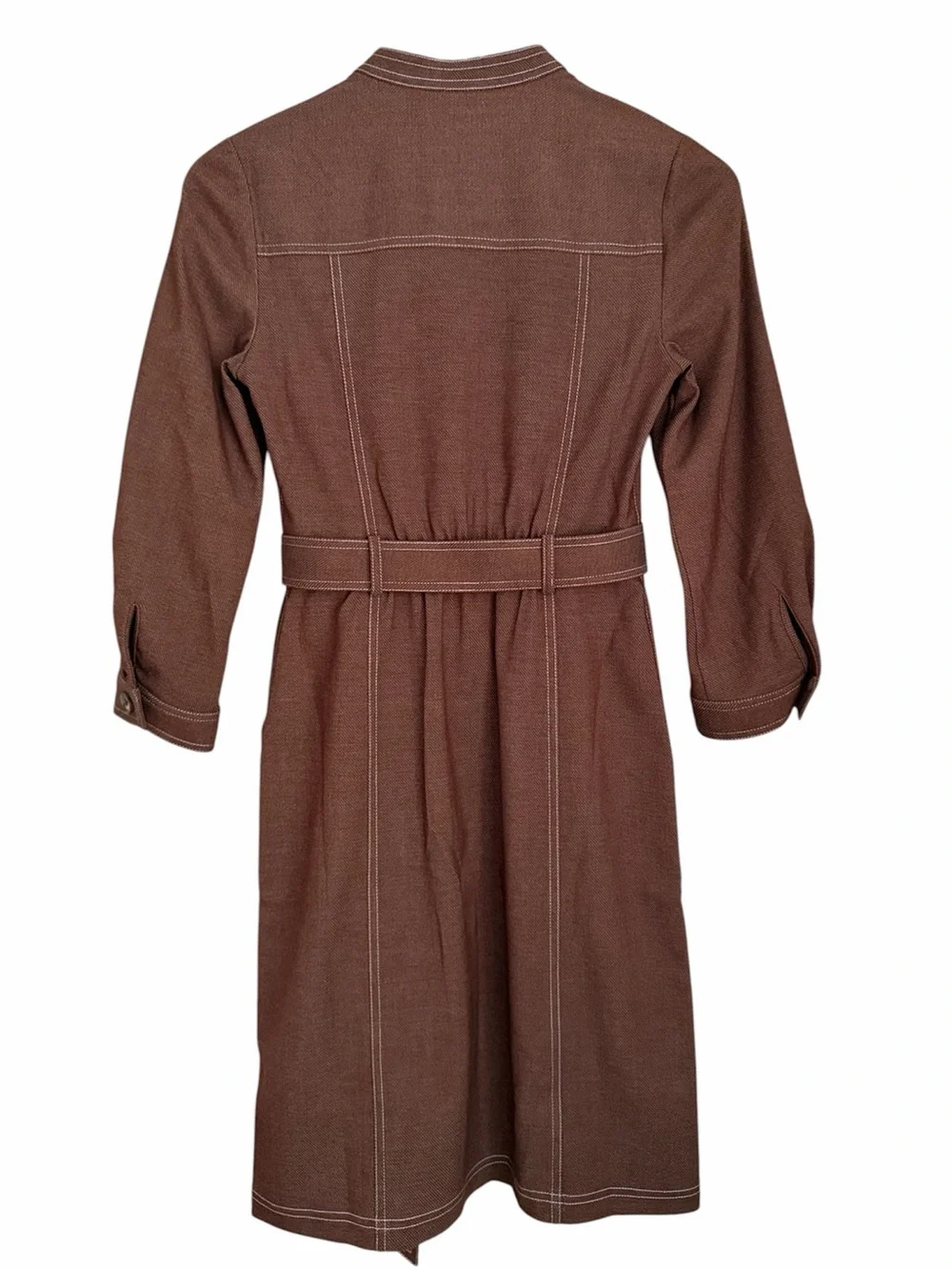 NWT Cartolina Harris Dress XXS Mocha Belted Utility Shirt Midi Quiet Luxury